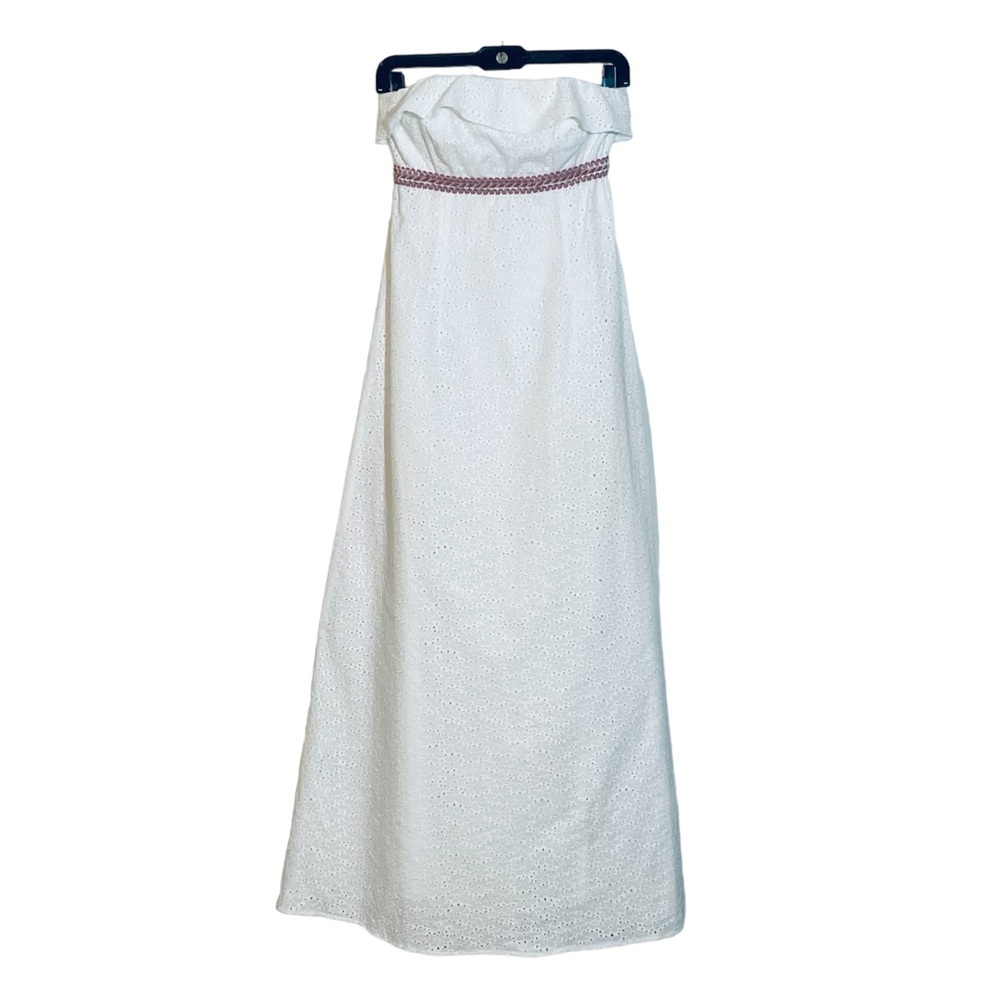 Lily Pulitzer strapless white eyelet full length a-line dress, ruffle to…